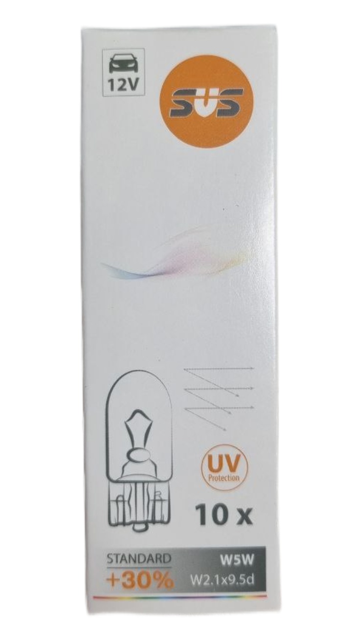 Лампа 12V W5W 5W +30% W2,1x9,5d SVS Standard
