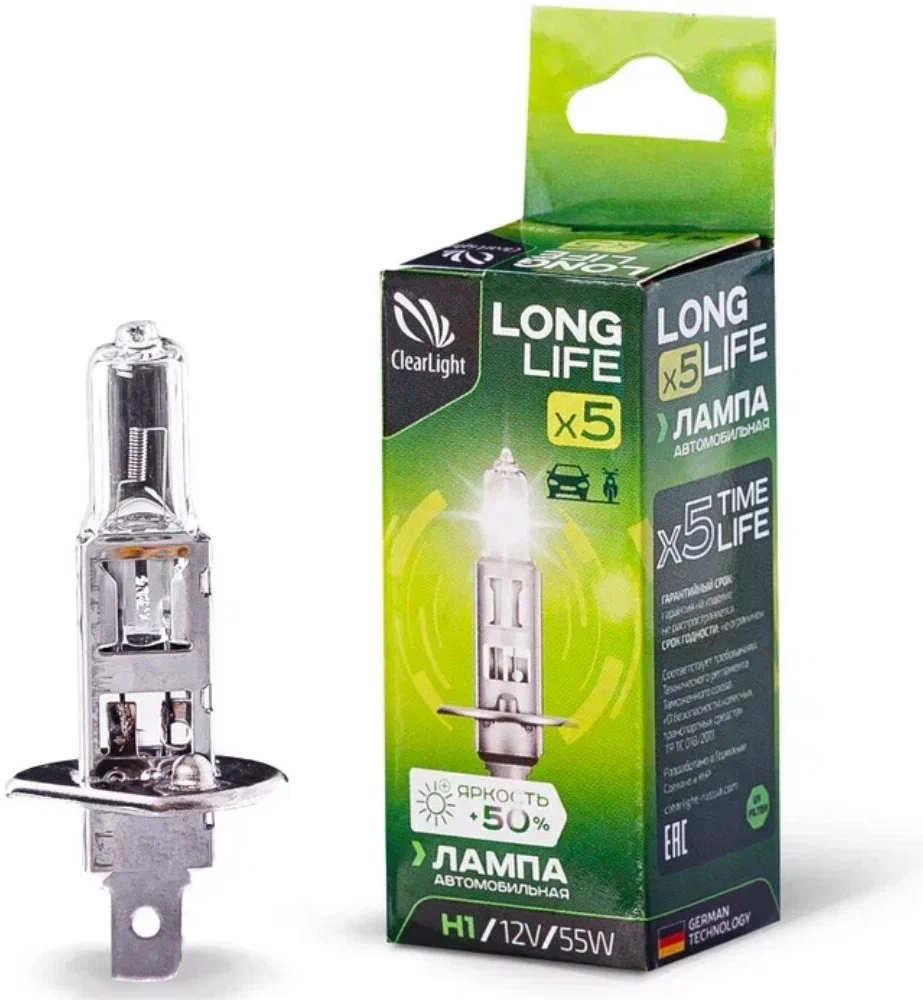 Лампа галогенная 12V H1 55W ClearLight