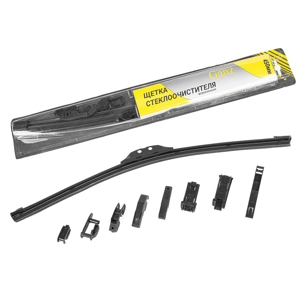 Щетка бескаркасная 450мм GANZ (8 адаптеров)